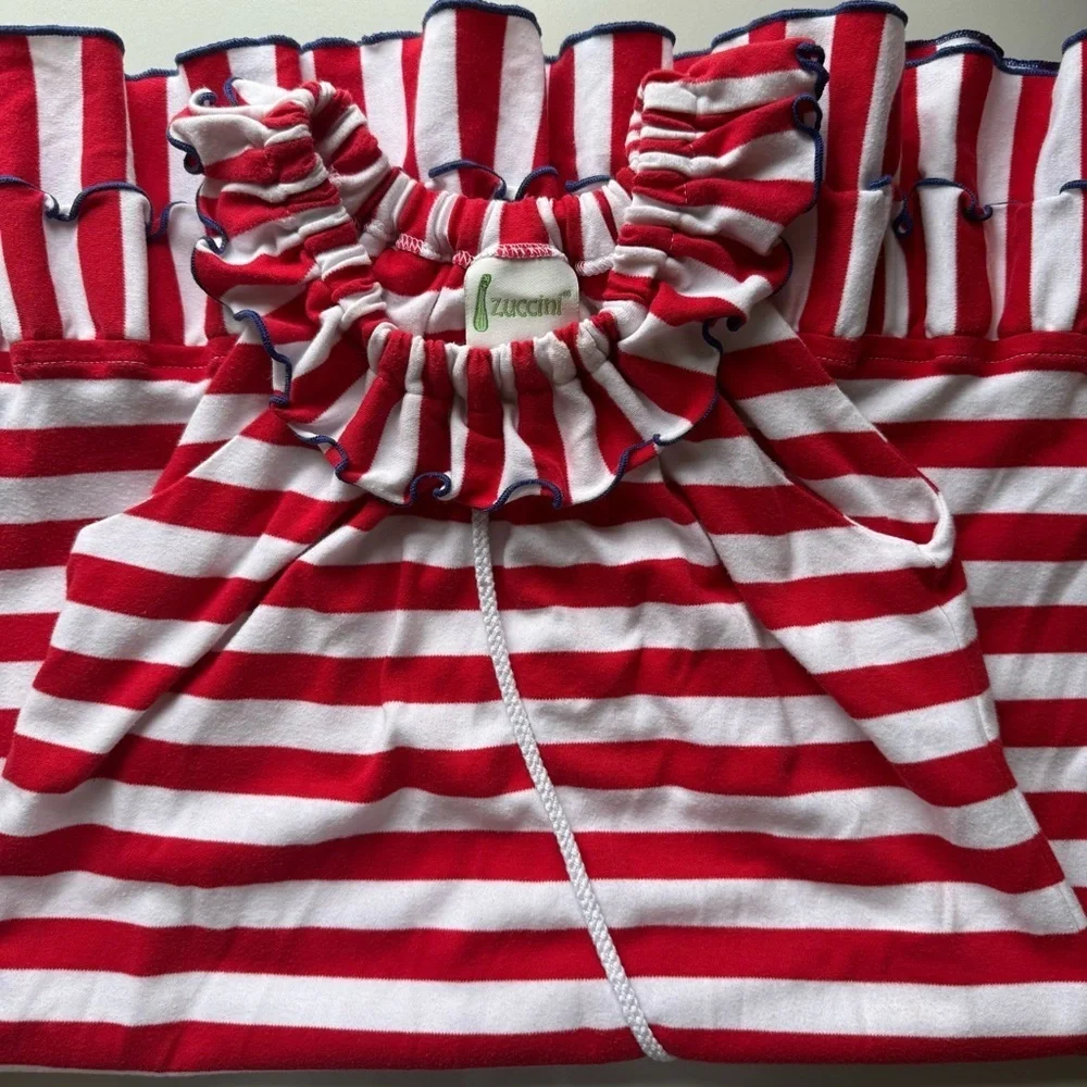 Zuccini Girls Red and White Striped Anchor Navy Dress size 6